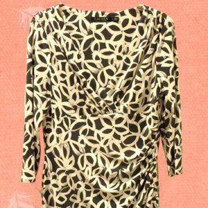 Ralph Lauren Side Drape Blue & Cream Pattern Dress